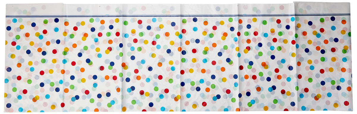 Vibrant Rainbow Polka Dots Rectangular Plastic Table Cover - 54" x 84" - Eye-catching Design, Durable & Easy to Clean - Perfect for Parties & Events