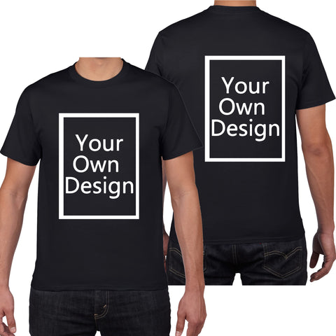 Custom T Shirts for Men/Women Design Your Own Shirt Add Text/Image/Logo Personalized Cotton Tee Printed Photo Front/Back Black