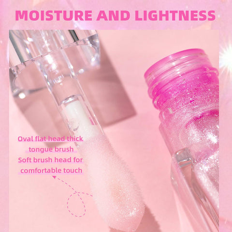 Color Changing Lip Oil, Magic Big Brush Color Changing Lip Oil, Moisturizing Lip Gloss,Long Lasting Lip Glow Oil, Nourishing Repairing & Non-sticky Primer Lip Tint (Shimmery Pink)