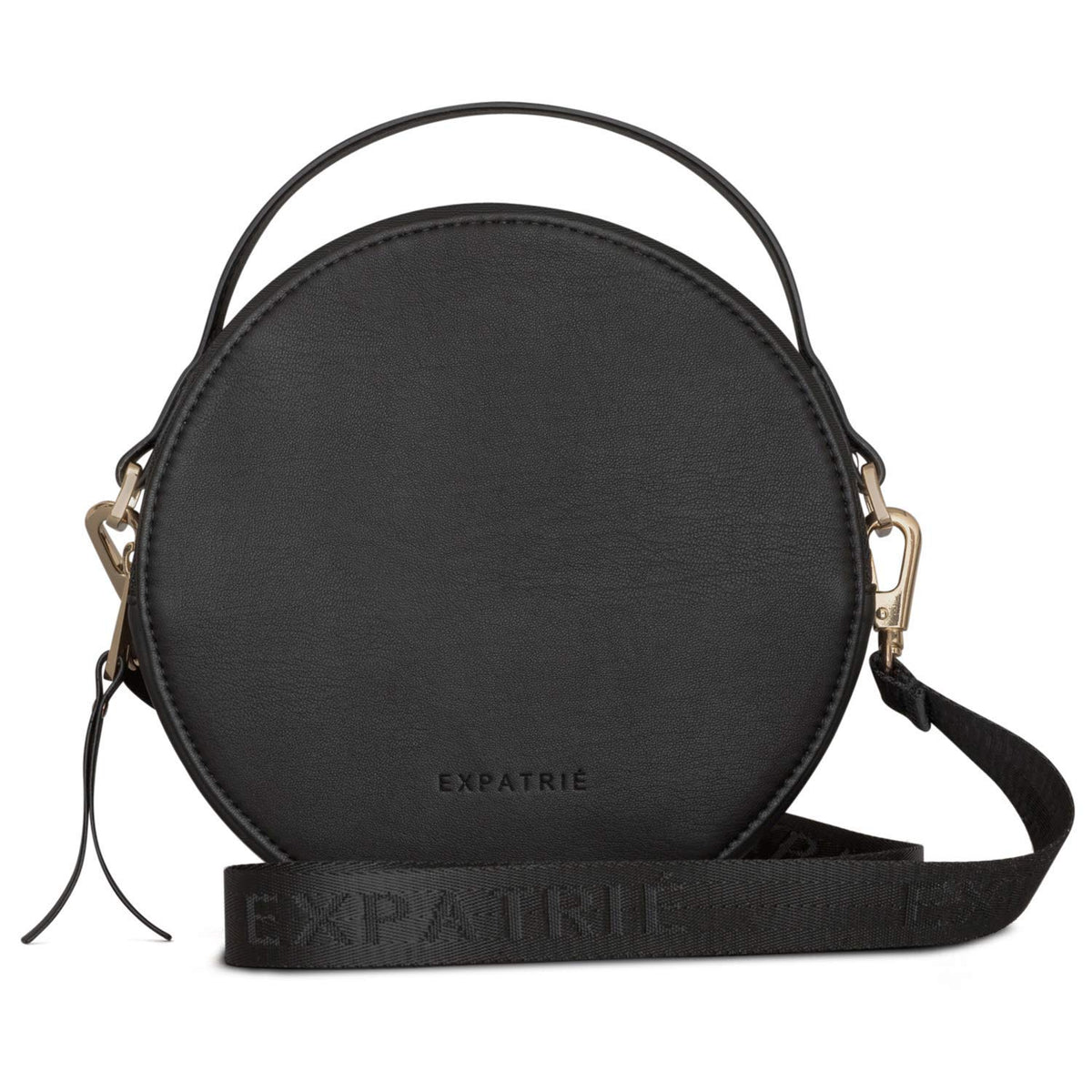 ExpatriÃƒÆ’Ã†â€™Ãƒâ€ Ã¢â‚¬â„¢ÃƒÆ’Ã¢â‚¬Å¡Ãƒâ€šÃ‚Â© Round Bag Black Small for Women Crossbody Bag from Vegan Leather - Ladies Fashion Shoulder Bags - Trendy Handbag with Removable and Adjustable Shoulder Straps