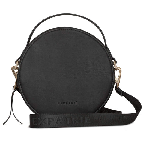ExpatriÃƒÆ’Ã†â€™Ãƒâ€ Ã¢â‚¬â„¢ÃƒÆ’Ã¢â‚¬Å¡Ãƒâ€šÃ‚Â© Round Bag Black Small for Women Crossbody Bag from Vegan Leather - Ladies Fashion Shoulder Bags - Trendy Handbag with Removable and Adjustable Shoulder Straps