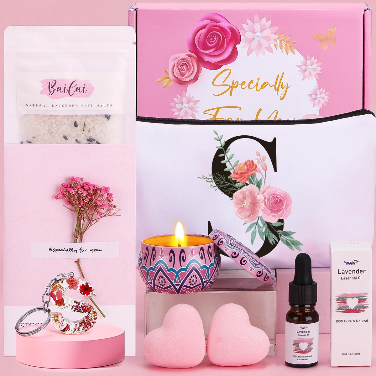 Pamper Gifts for Women, Personalized Birthday Gifts for Women Her Unique Self Care package for Her Pamper Hampers Kit for Women, Relaxation Spa Gifts Sets Birthday Gifts Ideas for Women Best Friend