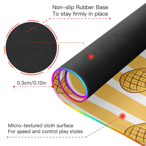 Cute Pineapple Wireless Charging Mouse Pad for Mobile Phone Extra Large Gaming Mousepad with 13 Lighting Modes Mouse Mat for Office Home Gaming MacBook PC Laptop Desk