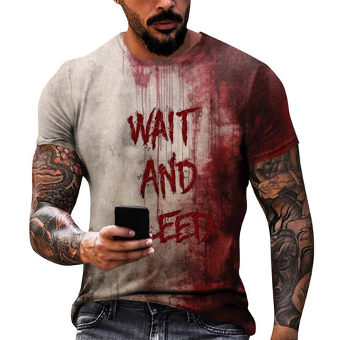 Problem Solved Im Fine Bloody T Shirt for Men Crew Neck Short Sleeve Halloween T Shirt XL