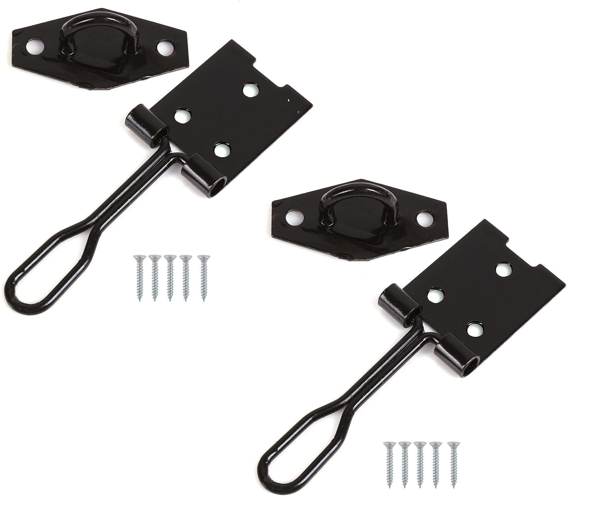 TERFÃƒÆ’Ã†â€™ÃƒÂ¢Ã¢â€šÂ¬Ã…Â¡ÃƒÆ’Ã¢â‚¬Å¡Ãƒâ€šÃ‚Â® Wire Hasp and Staple Set Black 75mm [ 3 inch ] including Fixing Screw For Use with Outdoor House Cabinet Cupboard Cage Door and Multi Purpose Use - Pack of 2