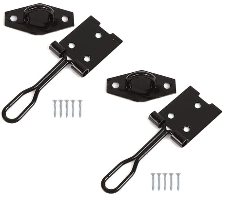 TERFÃƒÆ’Ã†â€™ÃƒÂ¢Ã¢â€šÂ¬Ã…Â¡ÃƒÆ’Ã¢â‚¬Å¡Ãƒâ€šÃ‚Â® Wire Hasp and Staple Set Black 75mm [ 3 inch ] including Fixing Screw For Use with Outdoor House Cabinet Cupboard Cage Door and Multi Purpose Use - Pack of 2