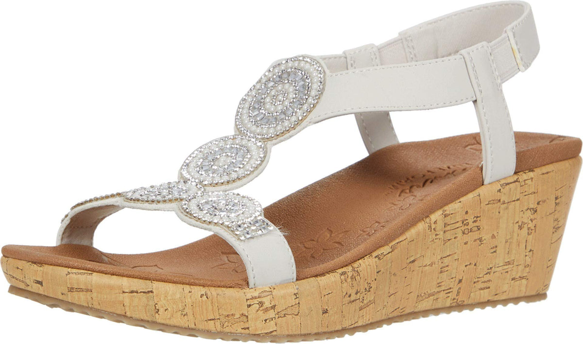Skechers womens Beverlee - Date Glam Sandal , Off White , 9 medium US