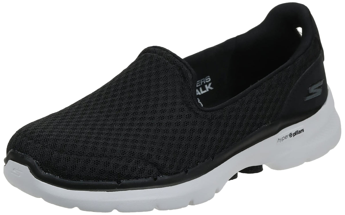 Skechers Women's Go Walk 6-Big Splash Sneaker, Black/White, 7