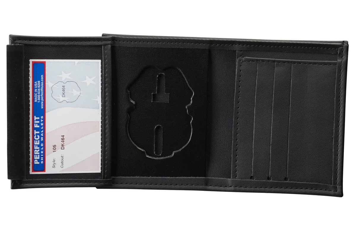 Perfect Fit Shield Wallets US Army Military Police MP Badge Wallet Black Leather Hidden Badge and ID Holder (cutout 464)