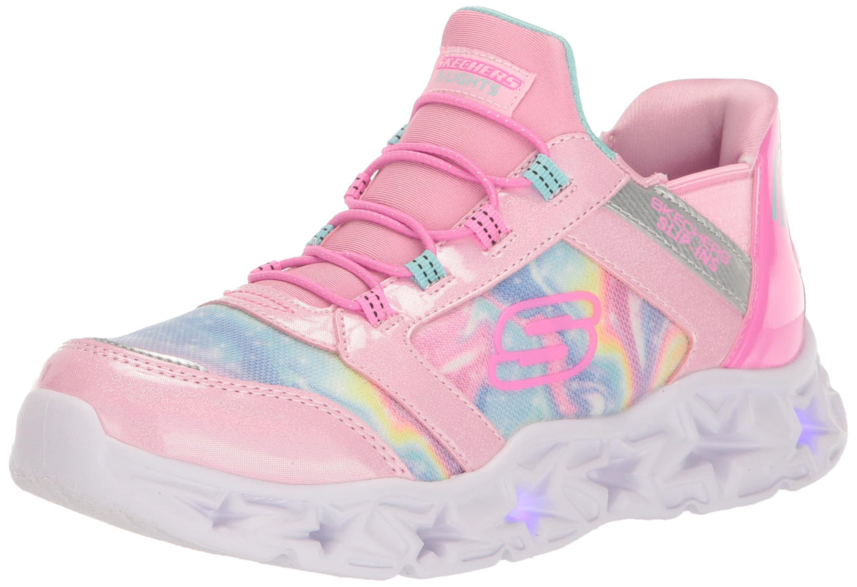 Skechers Kids Girls Galaxy Lights-Tie Dye Takeo Sneaker, Pink/Multi, 2 Little Kid