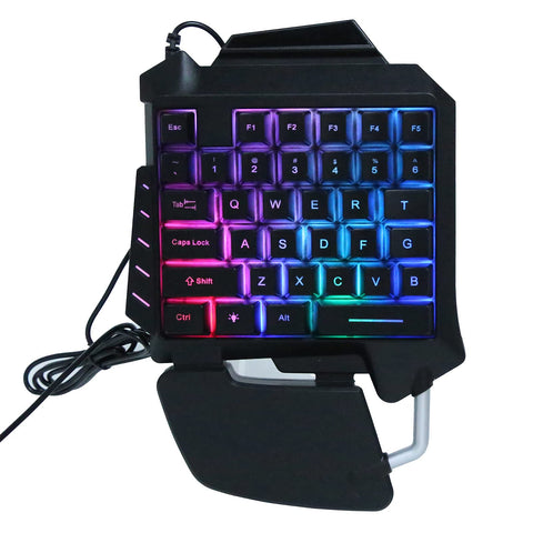 One Handed Gaming Keyboard, USB Wired Single Hand Ergonomic LED Backlit E-Sports Game Keypad with 35-Key for Desktop PC Game Console