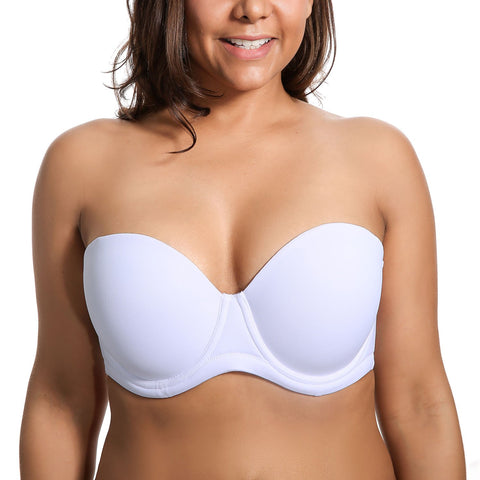 DELIMIRA Women's Underwire Contour Multiway Full Coverage Strapless Bra Plus Size White 34C