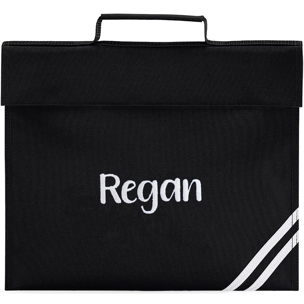 TeddyTs Personalised School Embroidered Name Book Bag Folder (Black)