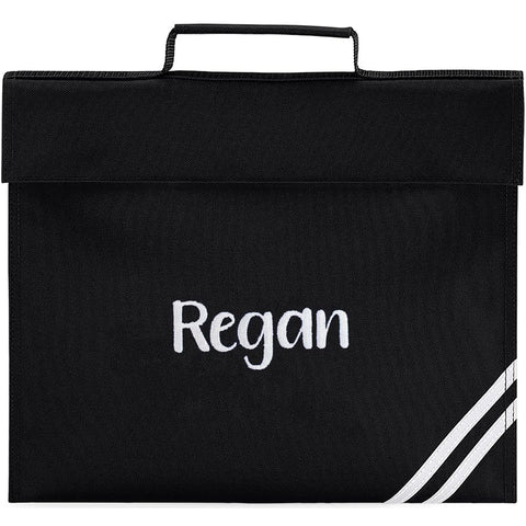 TeddyTs Personalised School Embroidered Name Book Bag Folder (Black)