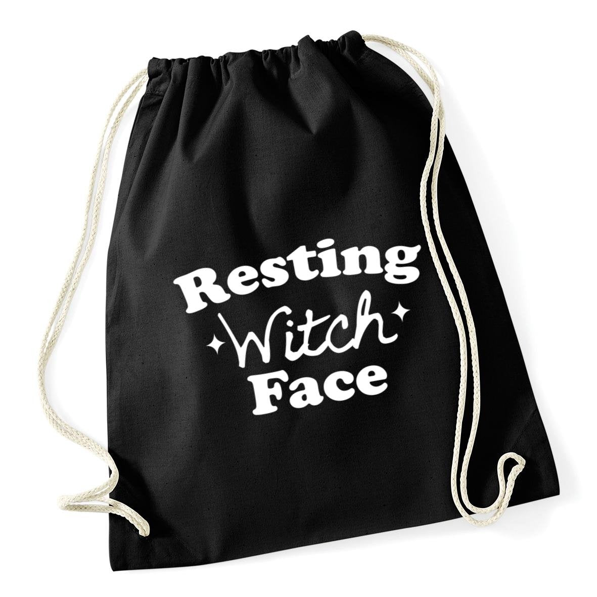Hippowarehouse Resting Witch Face Drawstring Cotton School Gym Bag 37cm x 46cm, 12 litres