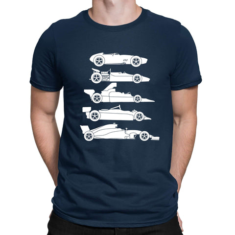 Evolution of The Formula F Car 1 One Mens T-Shirt Navy Blue (L)