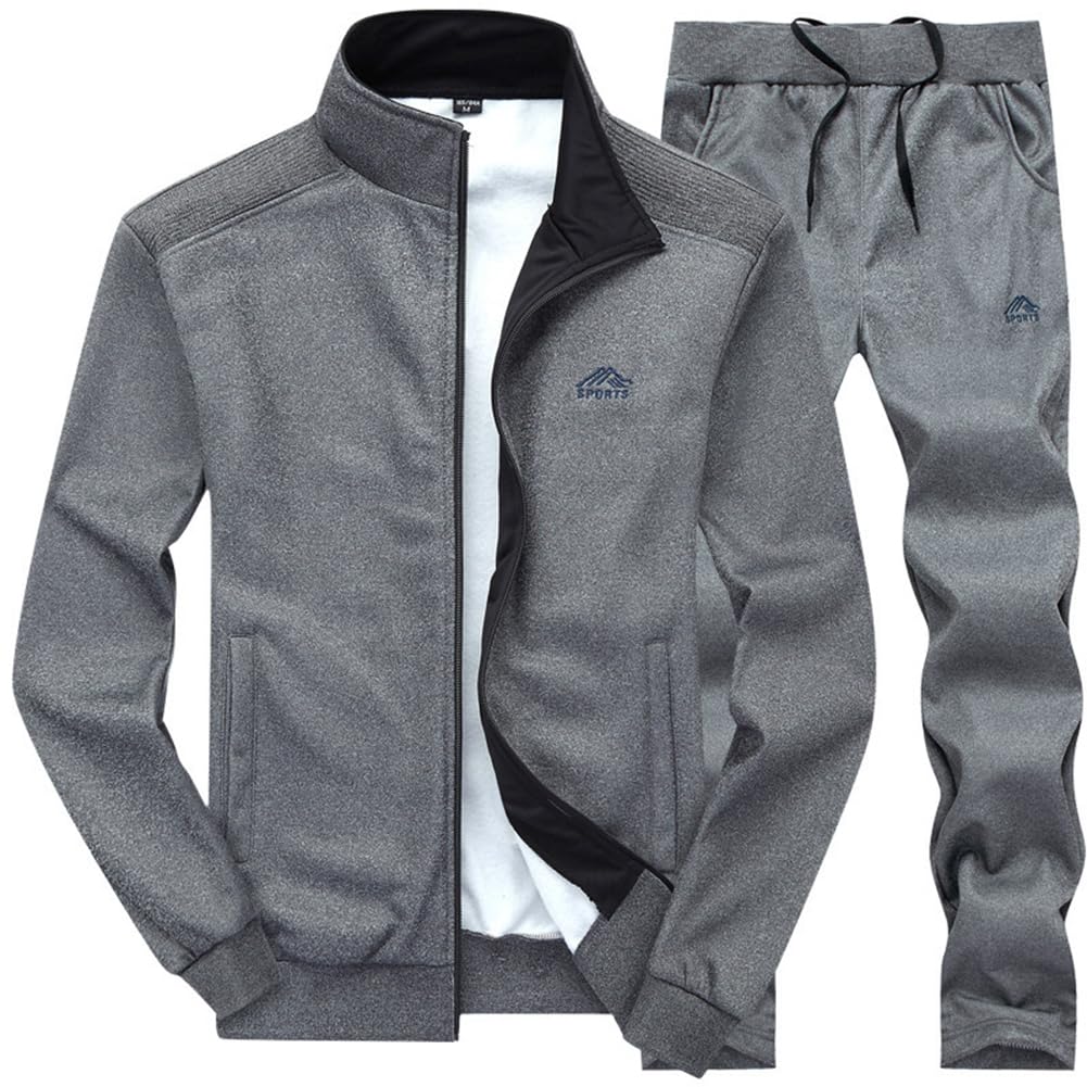 MANTORS Men's 2 Piece Tracksuit Full Zip Running Jogging Sports Sweatsuits 03DARKGray-XL
