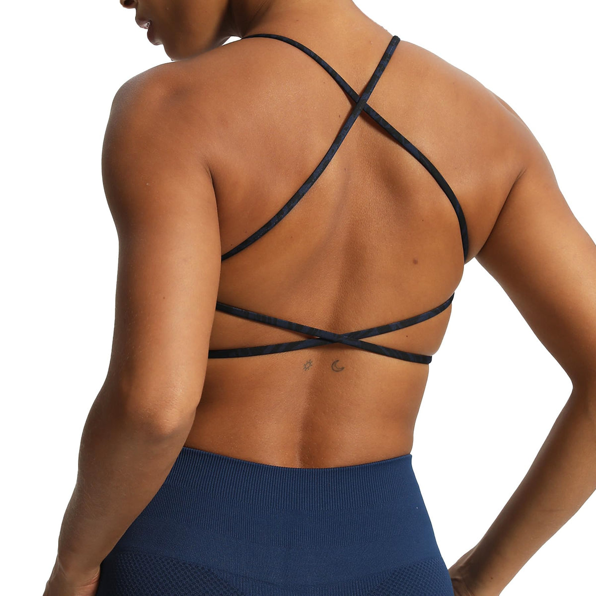 Aoxjox Women's Workout Sports Bras Fitness Backless Padded Ivy Low Impact Bra Yoga Crop Tank Top (Midnight Leaf Print, Small)