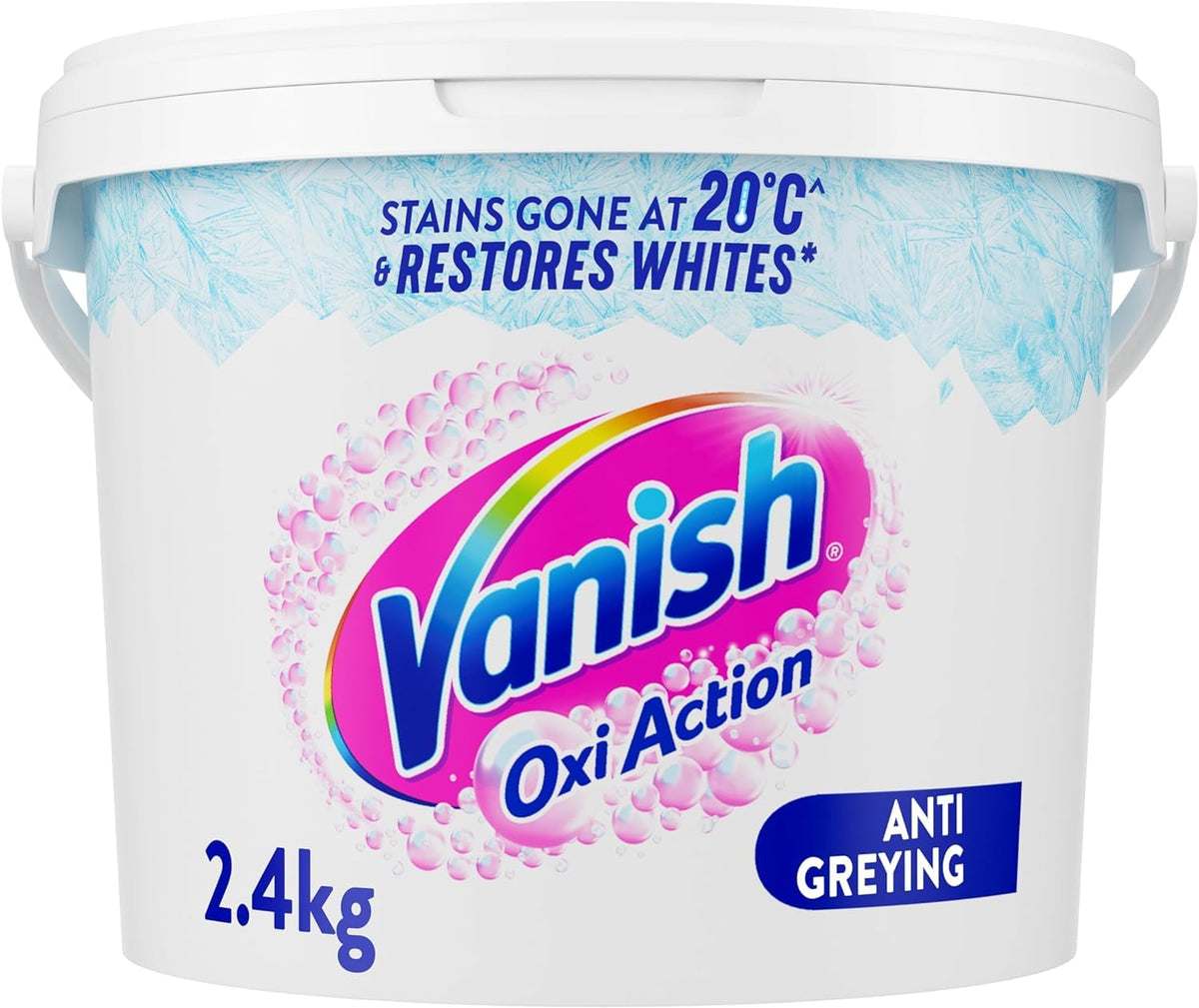 Vanish Gold Oxi Action Stain Remover & Whitening Booster Powder For Whites 2.4 Kg, Back to School, Removes School Stains Even at 20°C, Restores Whiteness of Greyed Fabrics, Safe on School Uniforms