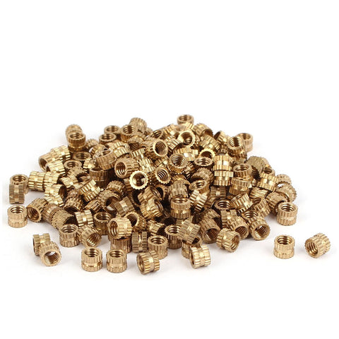 uxcell Knurled Insert Nuts - 200Pcs M4 x 0.7mm Female Thread Brass Threaded Insert Embedment Nuts for 3D Printer