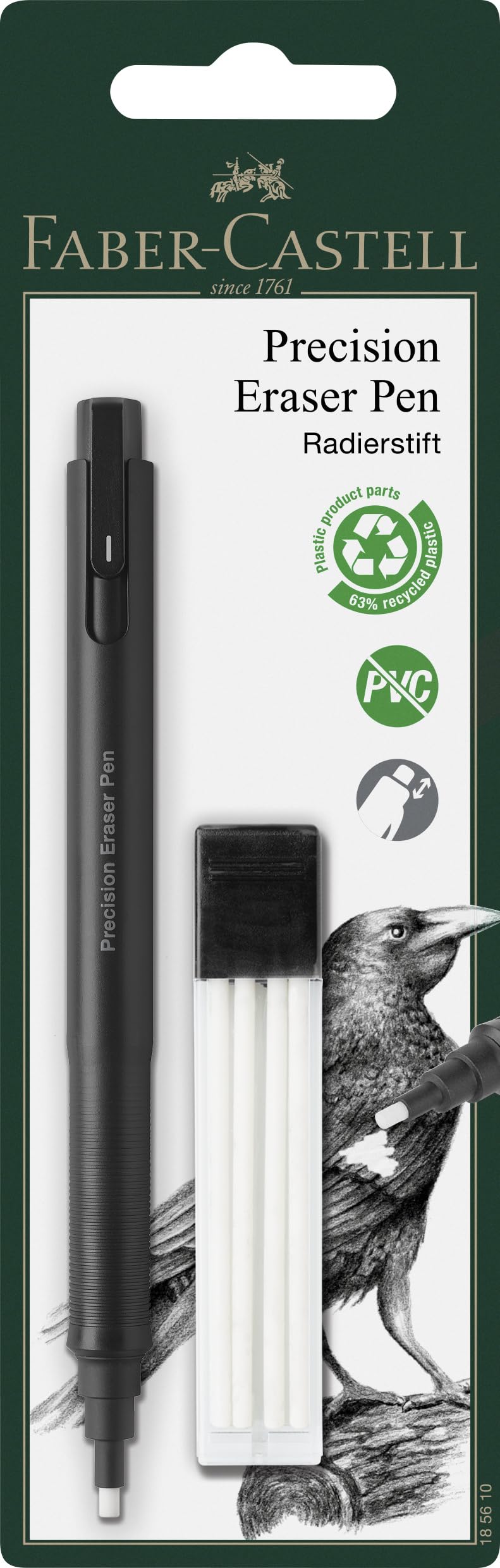 Faber-Castell 185610 - Eraser Pen Precision Eraser Pen, Includes Refill Eraser, for Professionals and Hobby Artists