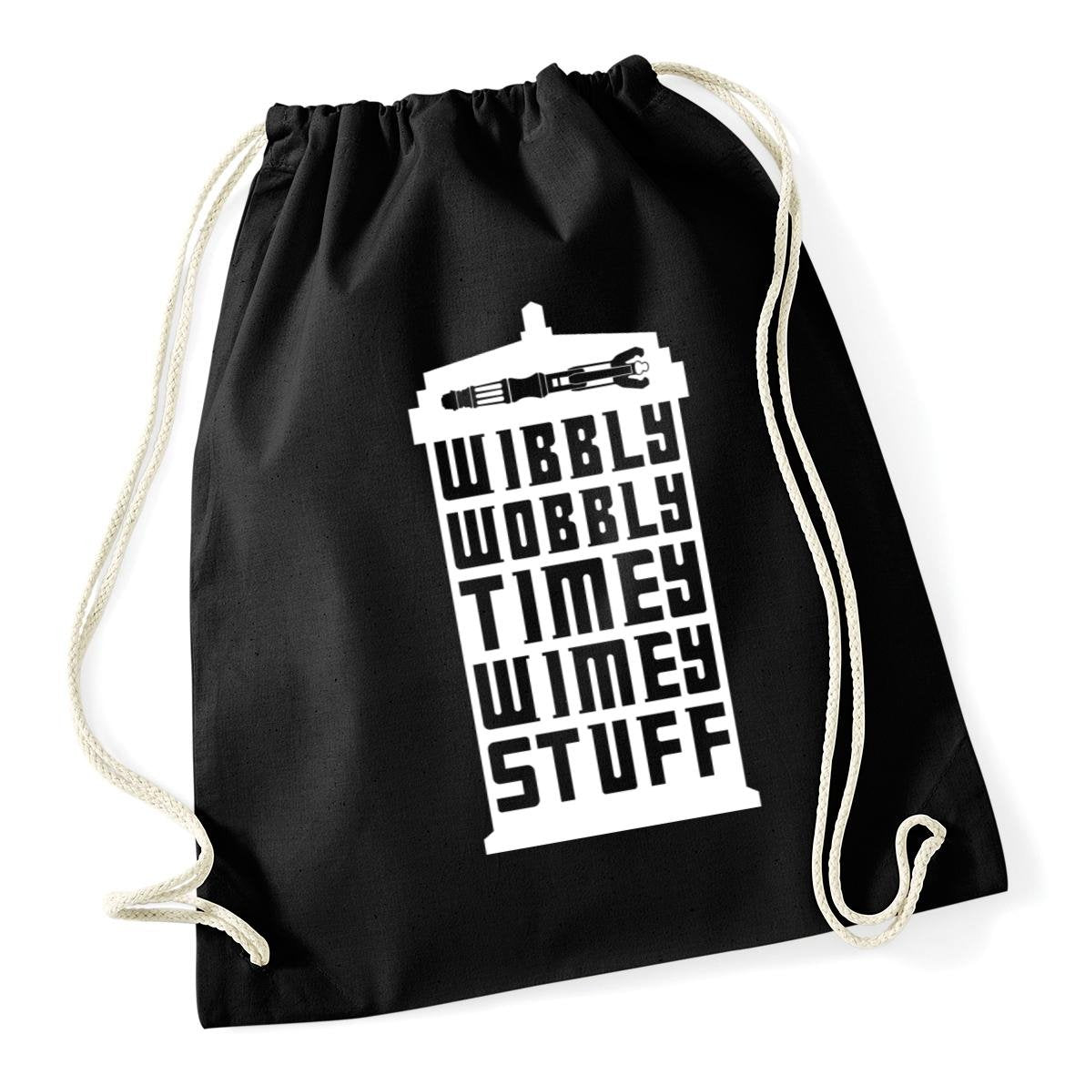 Hippowarehouse Wibbly Wobbly Timey Wimey Stuff Drawstring Cotton School Gym Bag 37cm x 46cm, 12 litres