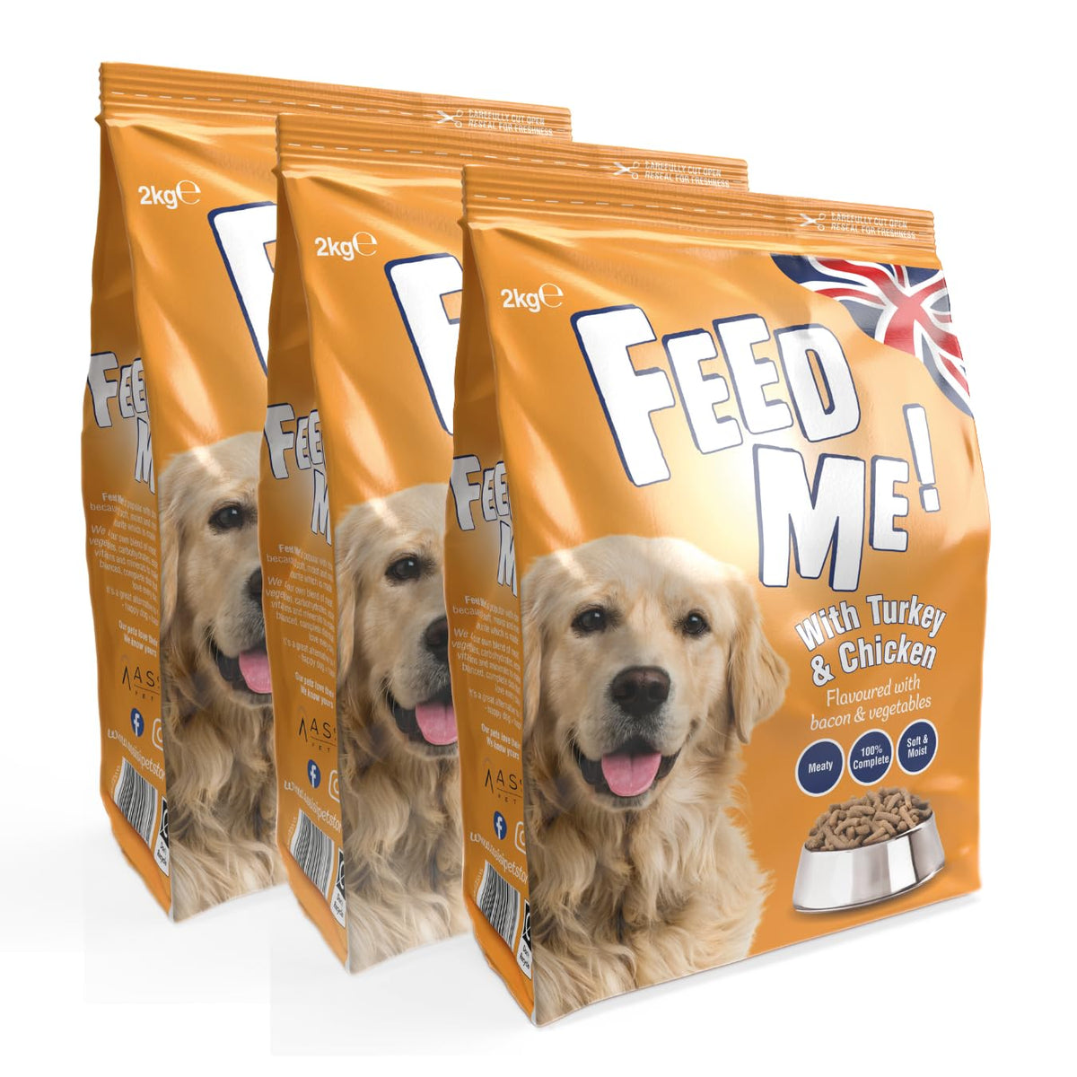 HiLife FEED ME! - Complete Dry Dog Food - Turkey Chicken Bacon Vegetables - Soft Moist & Meaty, 6kg (Packing May Vary)