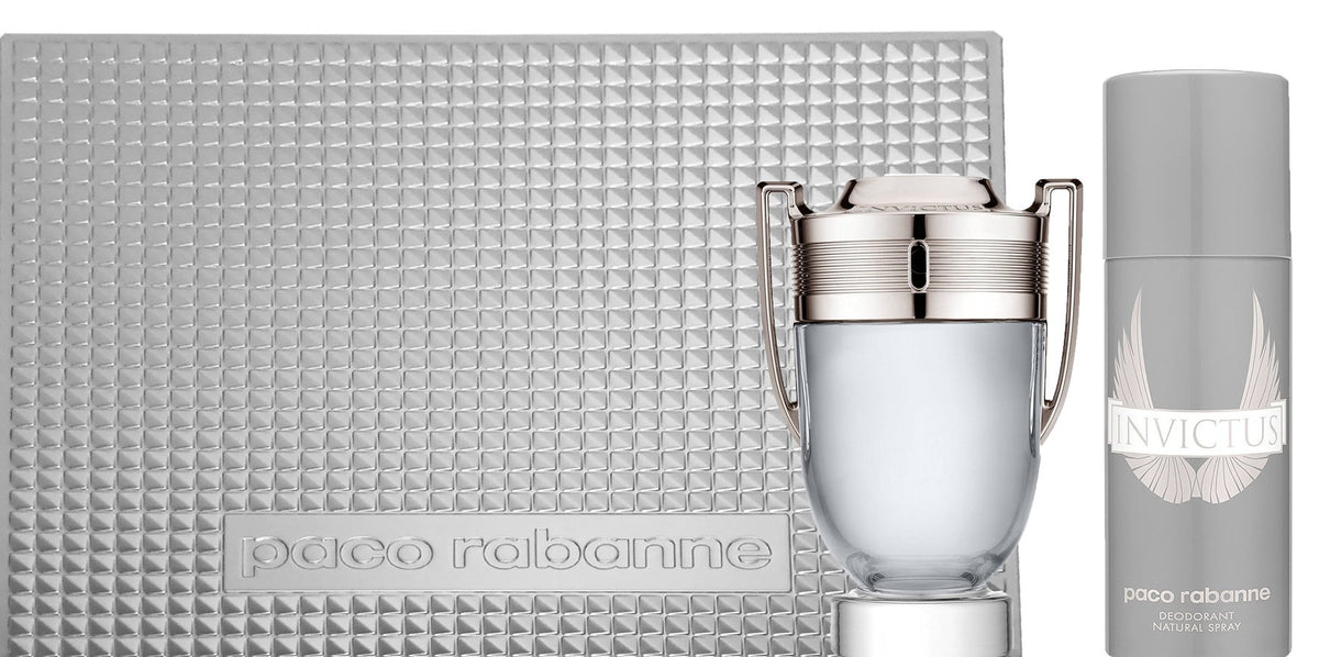 Paco Rabanne Invictus 2 Piece Gift Set For Men (3.4 Ounce Eau Di Toilette Spray / 5.1 Deodorant Spray)