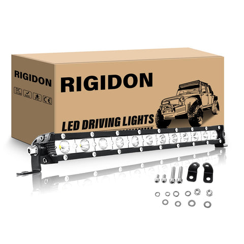 RIGIDON 13Inch 60W LED Light Bar, Slim Single Row Light Bar Spotlight Waterproof LED Work Light for Truck Boat Off-Road Car ATV UTV SUV