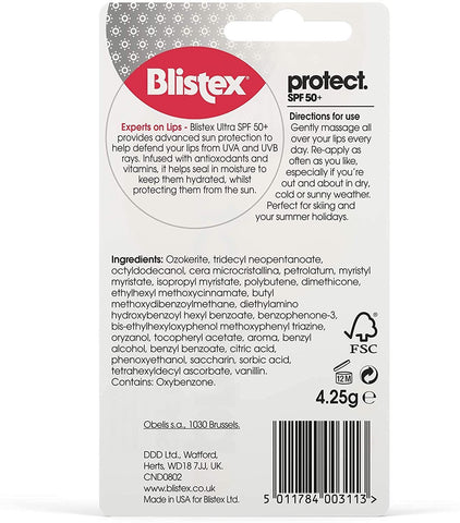 Blistex Ultra Lip Balm with SPF 50 Plus Lip Protection from UVA and UVB Rays, 4.25 g (2 Pack)