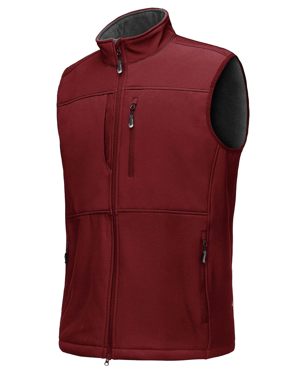 33,000ft Mens Softshell Gilet Activewear Vests Windproof Fleece Lined Outerwear Zipped Pockets Sleeveless Softshell Jacket for Leisure, Golf, Travelling Red XL