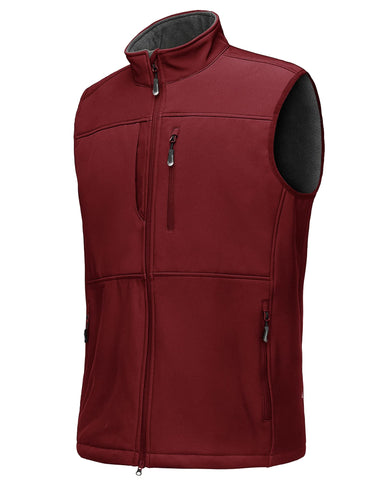 33,000ft Mens Softshell Gilet Activewear Vests Windproof Fleece Lined Outerwear Zipped Pockets Sleeveless Softshell Jacket for Leisure, Golf, Travelling Red XL