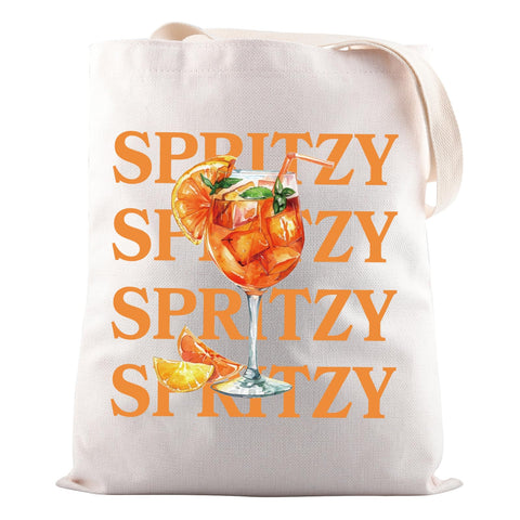 JNIAP Aperol Spritz Gift Campari Aperol Spritz Cocktail Tote Bag for Her Aperol Spritz Bachelorette Gift (SPRITZY Tote Bag)