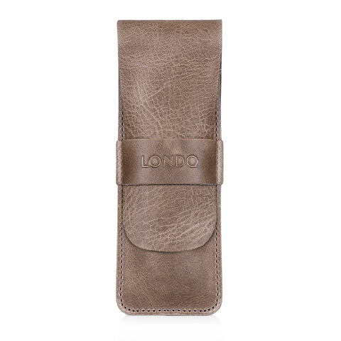 Londo Genuine Leather Pen and Pencil Case with Tuck in Flap (Beige)