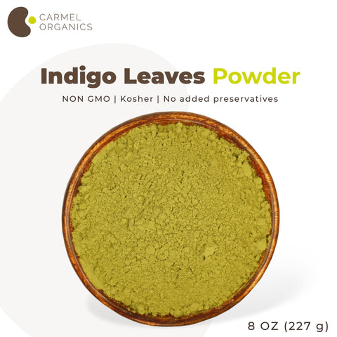 Indigo Leaves Powder (340 Grams) for Hair Colour by CARMEL ORGANICS | Natural | No Added colour or Preservatives | Avuri Akulu Powder | Indigofera tinctoria Powder