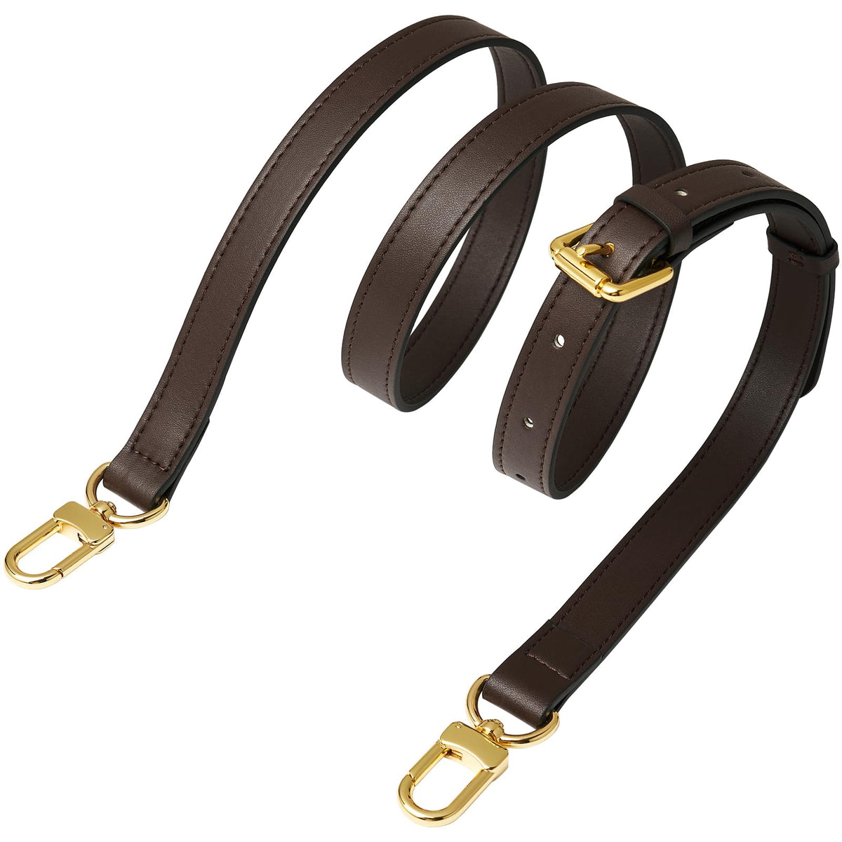 BMBMLV Vachetta Genuine Leather Adjustable Genuine Leather Crossbody Straps Replacement (Coffee)