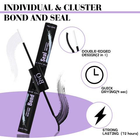 DIY Lash Extension Kit B&Q 280 PCS Individual, D 9-16MIX 30D 40D 50D Cluster Lashes Kit Lash Glue Remover (Kit-40D-D,9-16MIX)