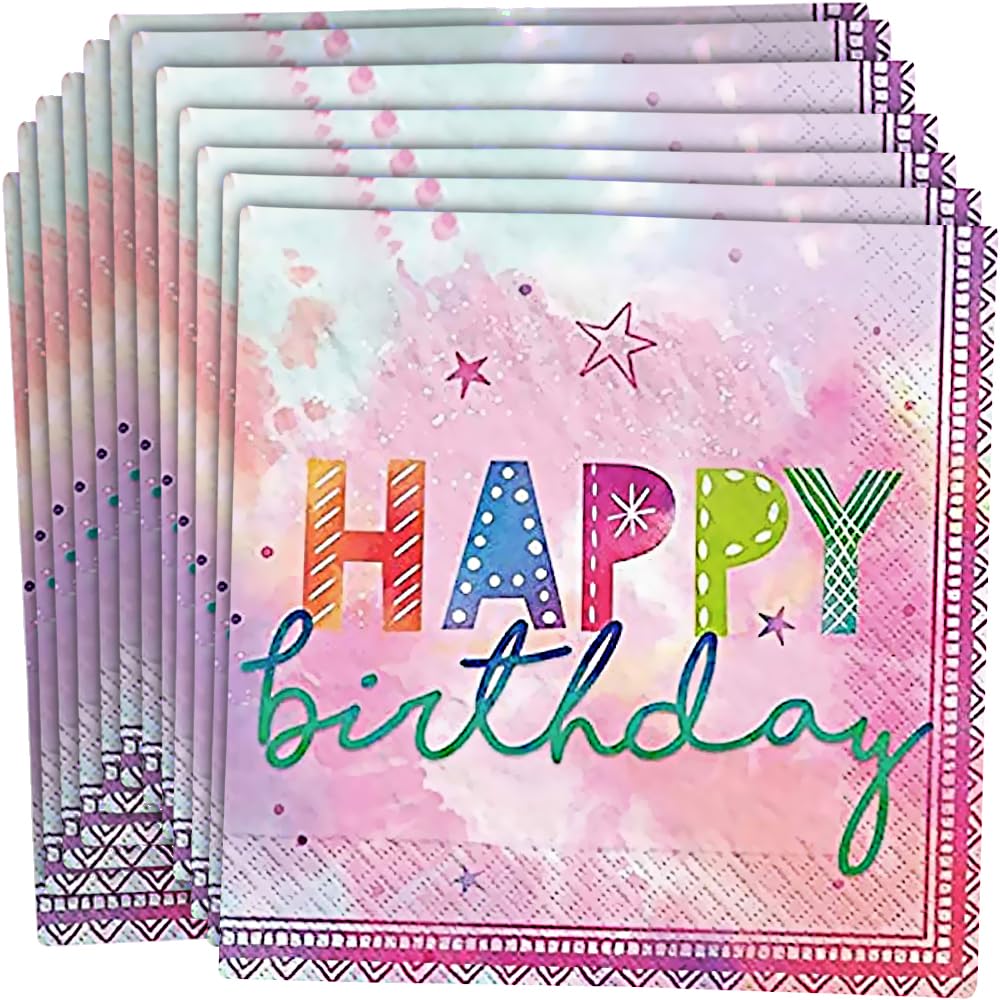 Multicolor Girl's Birthday Luncheon Napkins - 16 Pcs.