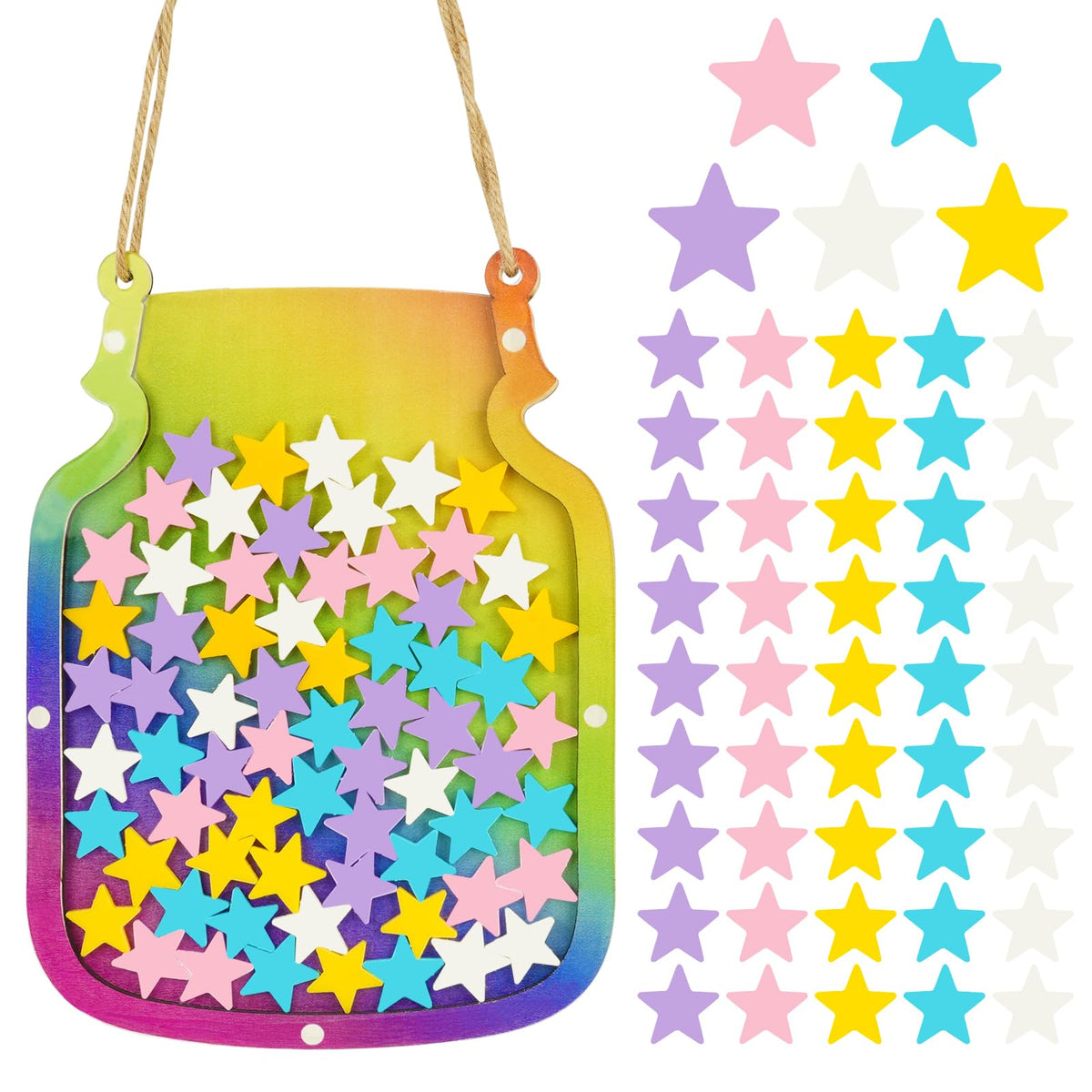 OSDUE Reward Jar, 100 Stars Classroom Reward Jars for Kids, Potty Training Chart for Toddlers, Behavior Reward Chart and Chore Chart, Star Jar Reward System Student Home Training Rewards Jar Xmas Gift