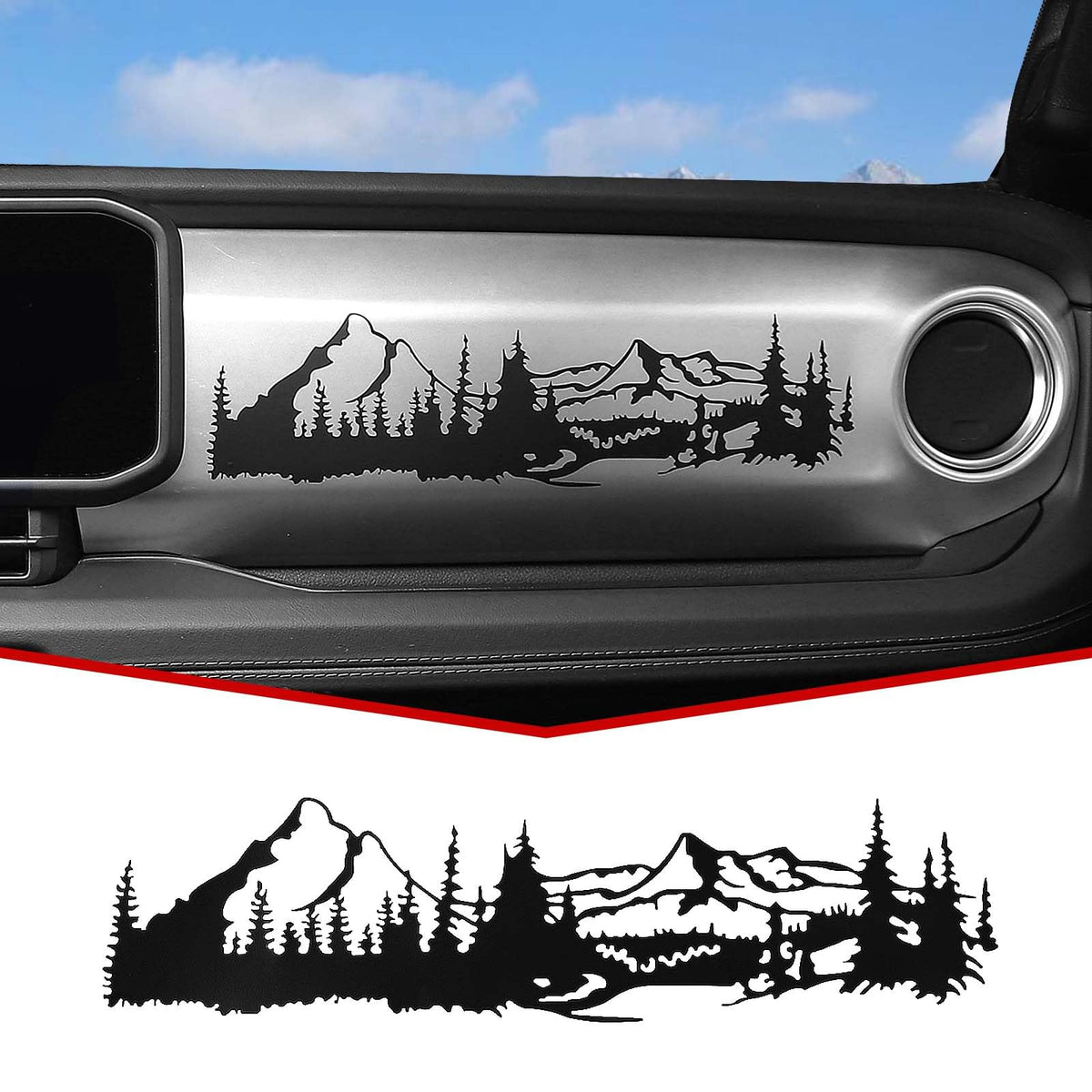 JeCar JL Glove Box Decal Dashboard Mountain Scene Vinyl Sticker Fit for Jeep Wrangler JL JLU 2018-2024 & Gladiator JT Truck