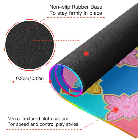 Boho Mandala Wireless Charging Mouse Pad for Mobile Phone Extra Large Gaming Mousepad with 13 Lighting Modes Keyboard Mat for MacBook PC Laptop Office Home Gaming