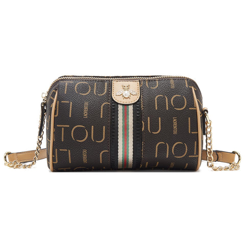 LAORENTOU Women Crossbody Bag Shoulder Handbags Retro Classic Small Purse for Ladies with Decorative Hardware, Brown, S