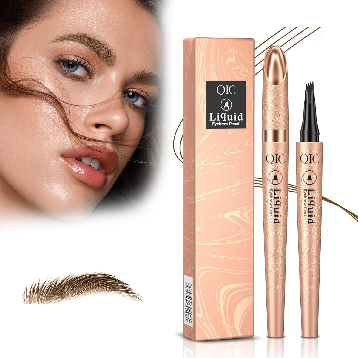 3D Waterproof Micro Blade Eyebrow Pencil 4 Fork Tip Tattoo Pen, 2024 New Waterproof Magic Eyebrow pencil, Natural Makeup FineTrace Eyebrow Pencil Dark Brown Black Eyebrow Pencil Women's (Shallowbrown)