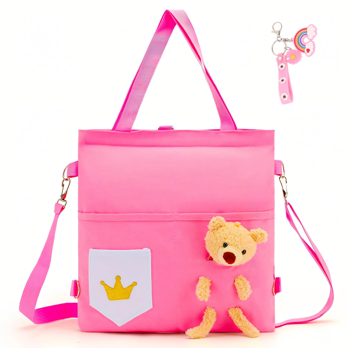 HICCUPfish Cute Ballet Dance Bag Princess Backpack Pink Shoulder Bag for Girls 3 Years Up(pink bear)