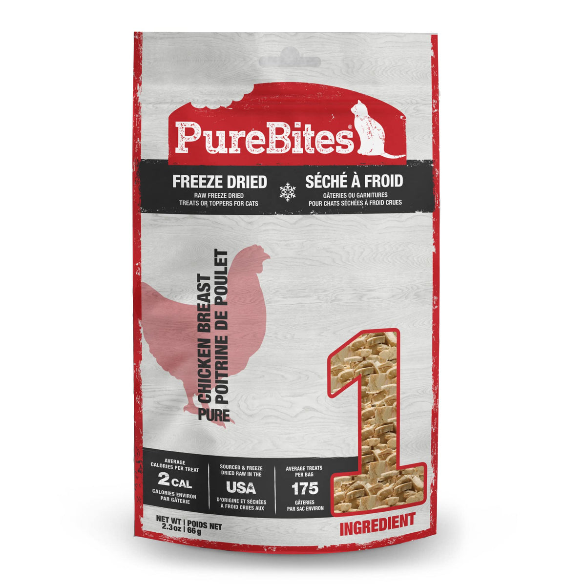 PureBites Freeze Dried Chicken Breast Cat Treats 66g | 1 Ingredient | Made in USA (Packaging May Vary)