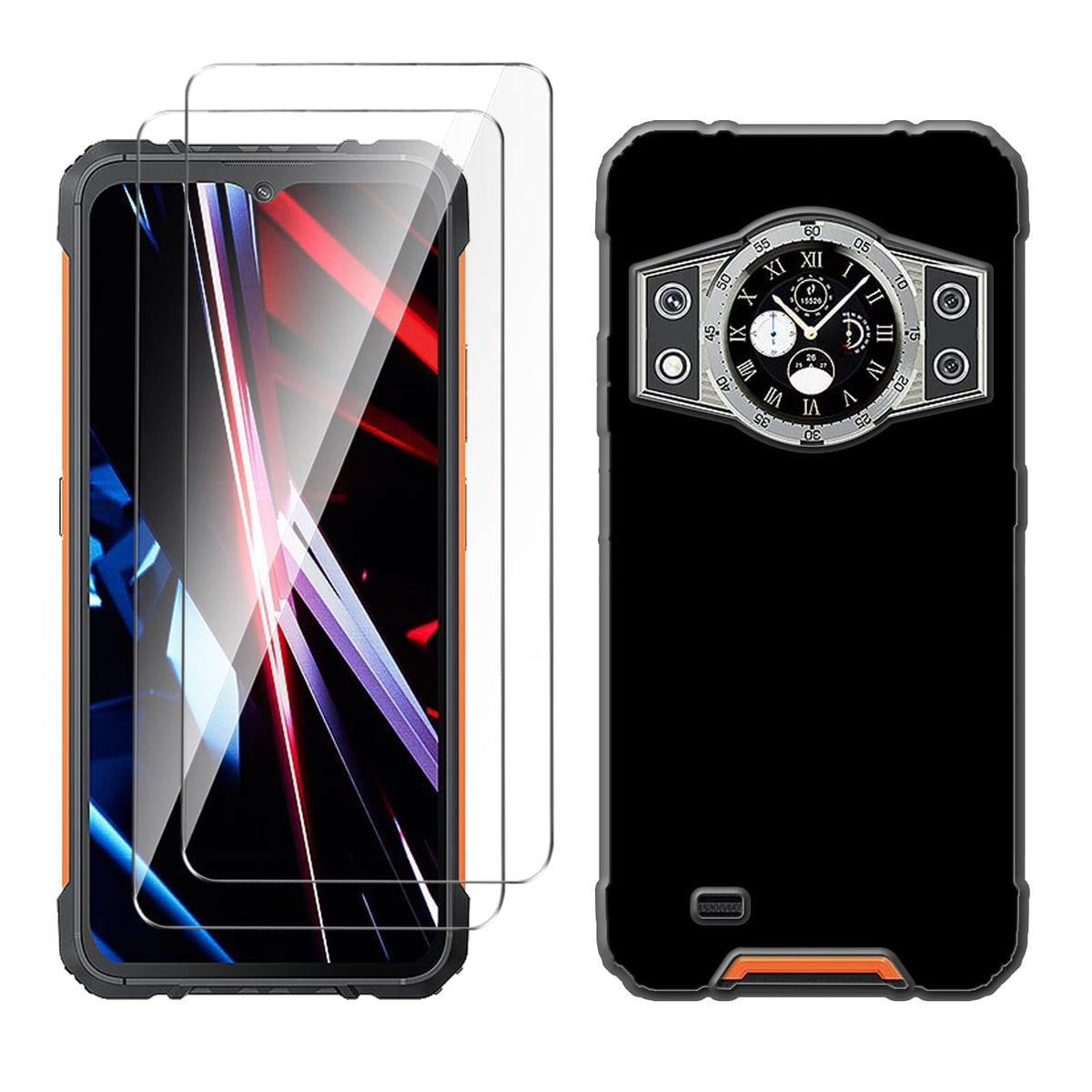 LYZXMY case for Cubot KingKong Ace 3(6.58") Black mobile phone case + 2 pieces tempered glass protective film, case soft silicone TPU protective cover