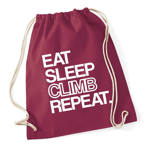 HippoWarehouse Eat Sleep Climb Repeat Drawstring Cotton School Gym Kid Bag Sack 37cm x 46cm, 12 litres