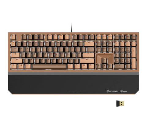 Hexgears X5 Mechanical Gaming Keyboard 108 Keys, Kailh Box Rose Red Switch Wired/Wireless 2.4G Dual Mode with White LED Backlit and Ergonomic Wrist Rest