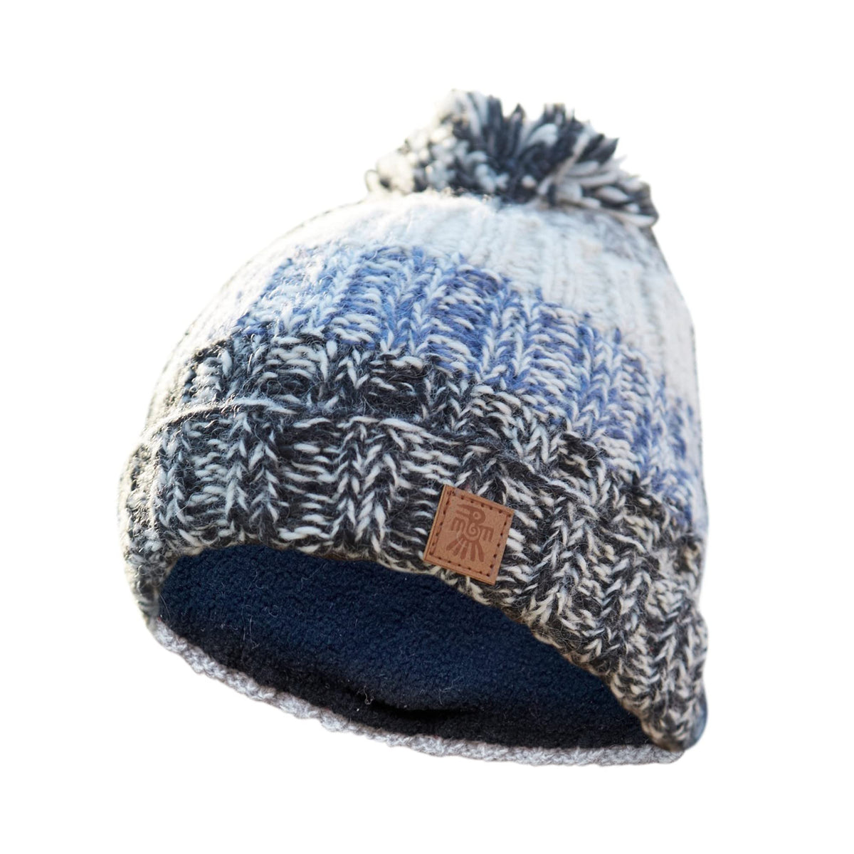 Pachamama Men Wool Beanie Bobble Hat Fleece Lined HandknittedÃƒÆ’Ã†â€™ÃƒÂ¢Ã¢â€šÂ¬Ã…Â¡ÃƒÆ’Ã¢â‚¬Å¡Ãƒâ€šÃ‚Â Blue Fat StripeÃƒÆ’Ã†â€™ÃƒÂ¢Ã¢â€šÂ¬Ã…Â¡ÃƒÆ’Ã¢â‚¬Å¡Ãƒâ€šÃ‚Â One-Size Handmade ExtraÃƒÆ’Ã†â€™ÃƒÂ¢Ã¢â€šÂ¬Ã…Â¡ÃƒÆ’Ã¢â‚¬Å¡Ãƒâ€šÃ‚Â Warm Fair Trade