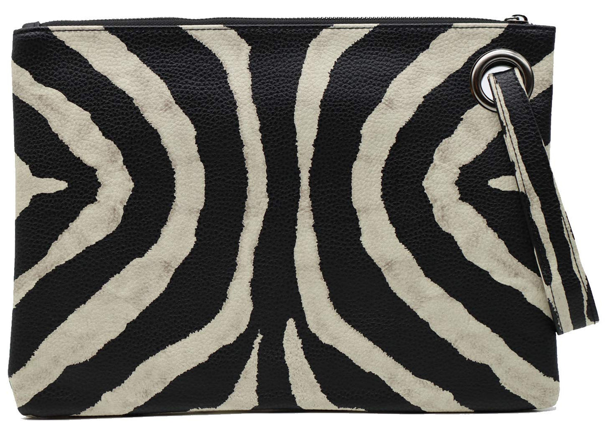 Amaze Womens Oversized Clutch Bag Large PU Leather Pouch Evening Handbags Envelope Purse with Wristlet Shoulder Lady, Zebra Print, L